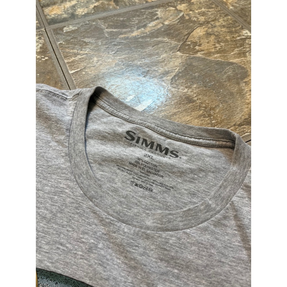 Simms Graphic T-Shirt Mens 2XL Gray Good Fishing Salmon Off-Road Tee - Picture 4 of 8